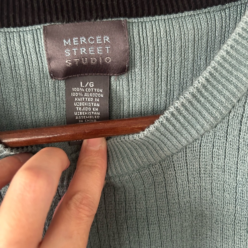 Mercer Street Studio Men’s Vintage Blue/Gray Sweater, 100% Cotton, Size Large - Picture 3 of 4